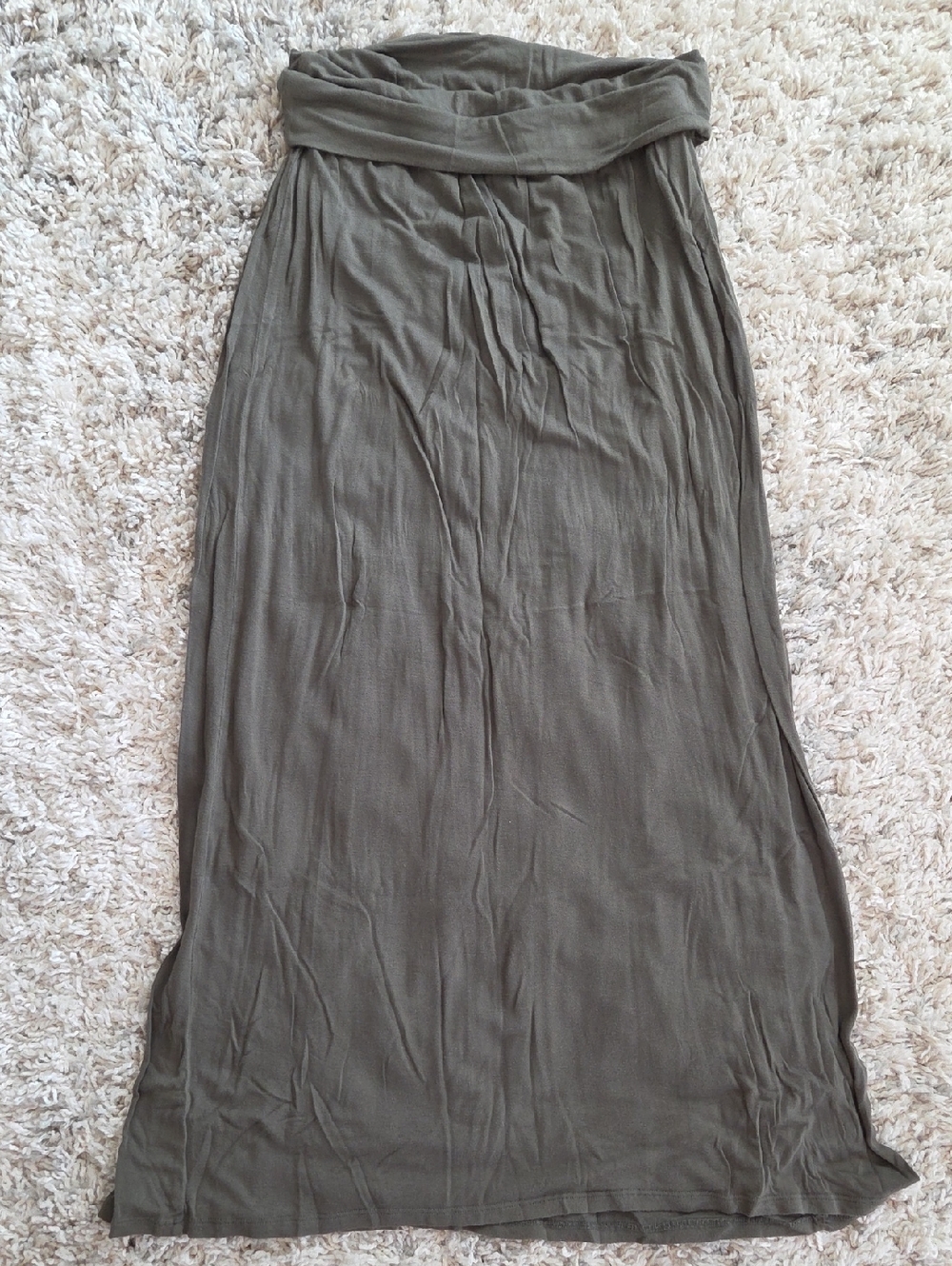 a.n.a Olive Fold-Over Waist Maxi Skirt